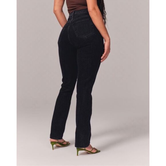 Abercrombie Fitch Curve Love 90’s Slim Straight Ultra High Rise Jeans 25/0 Short - Picture 7 of 16